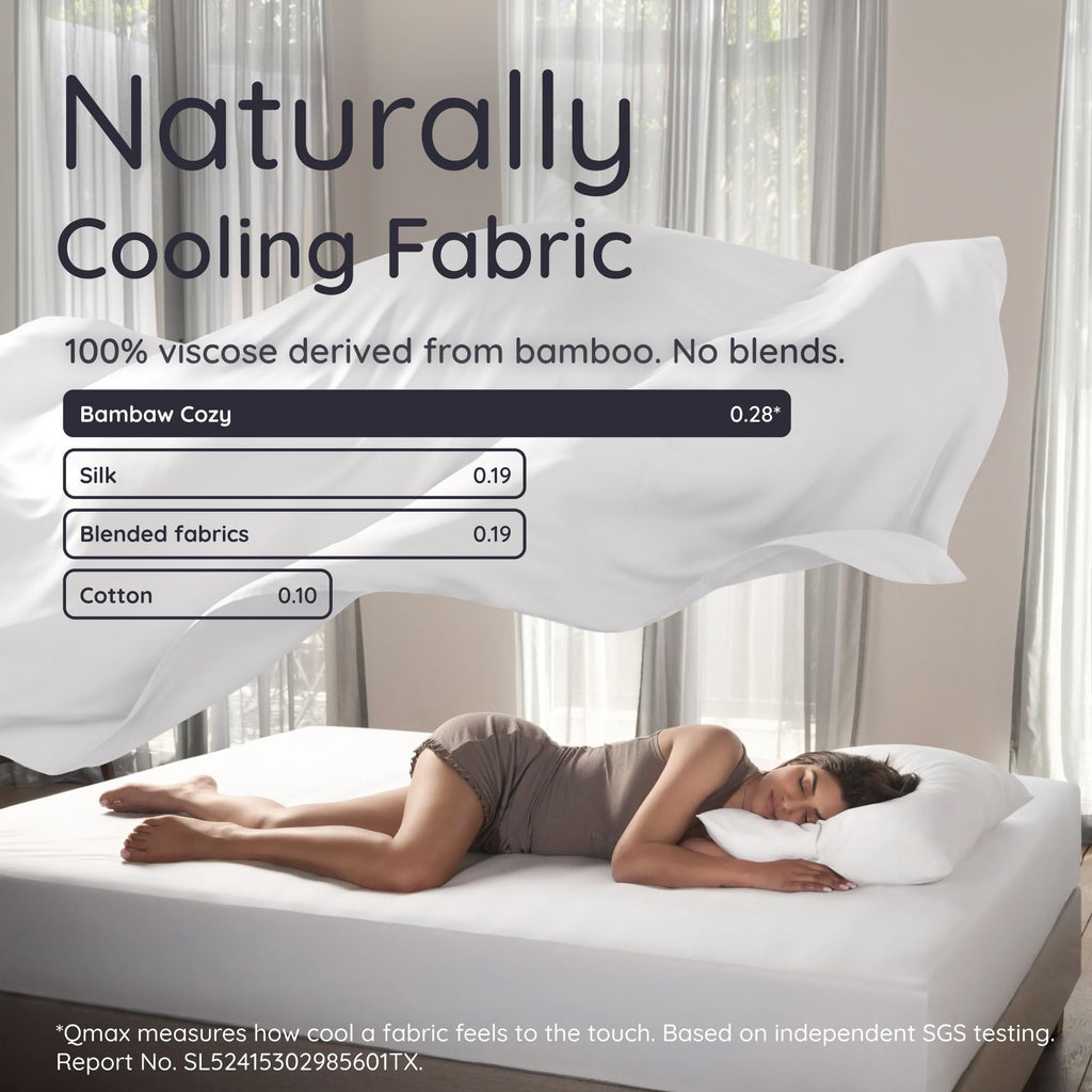 100% Viscose Derived from Bamboo Sheets Queen Size Deep Pocket Set - 4pcs Soft Cooling Sheets Queen Size, Fits Up to