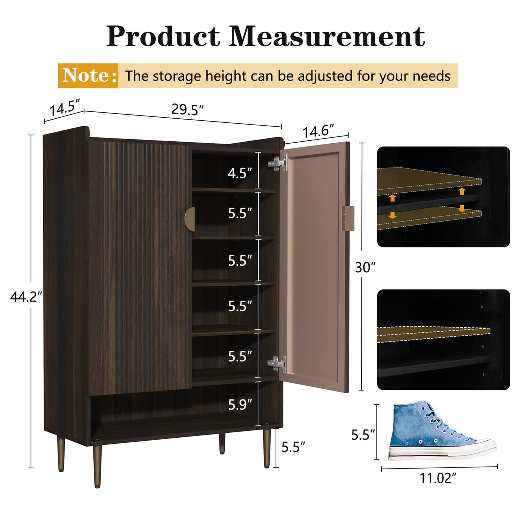 Modern Shoe Cabinet, 24 Pairs Shoe Storage Cabinet, Brown
