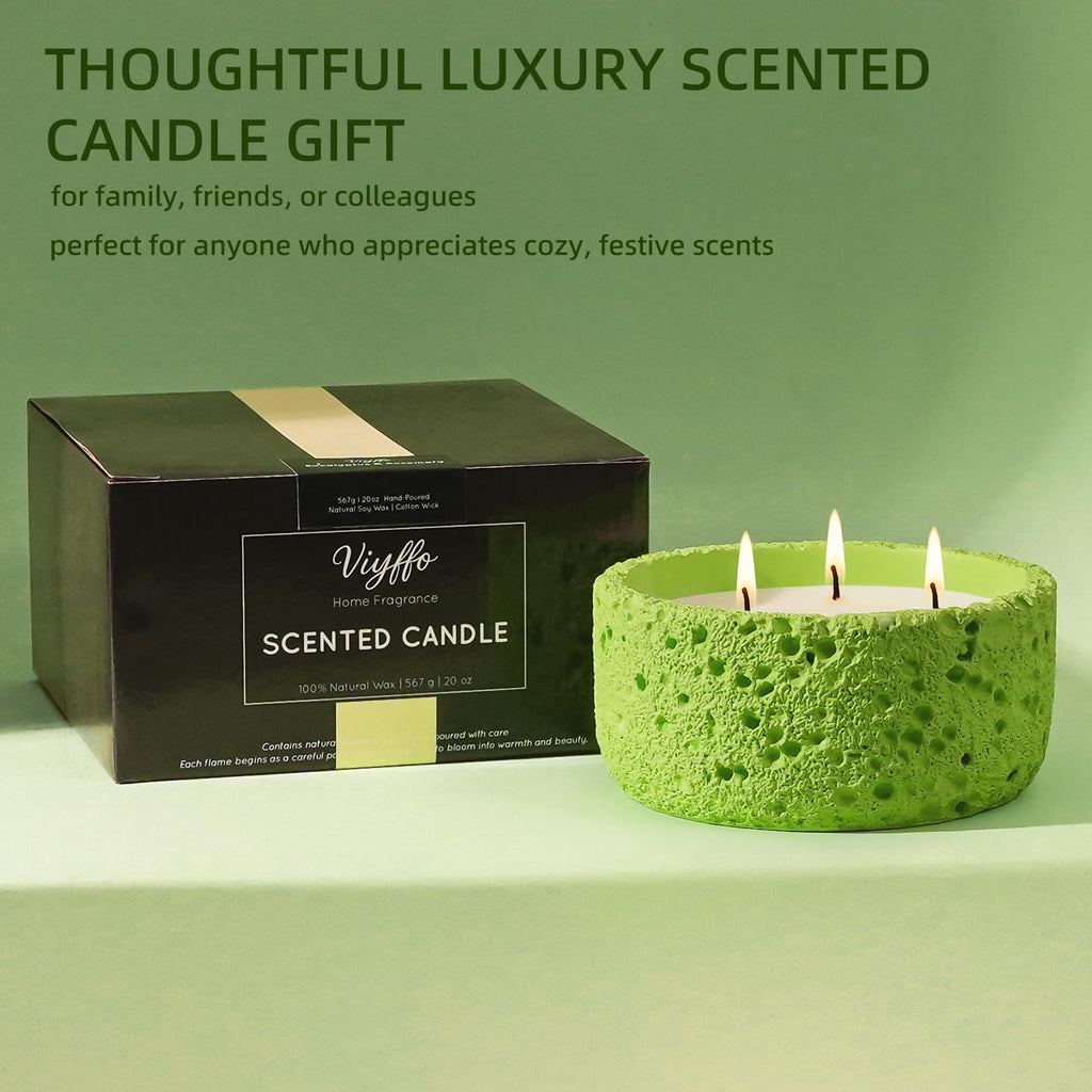 20oz Large Scented Candle - Sage & Lemon, 3 Wick Home Scented Candle, Non Toxic Soy Candle for Women and Men, Lemon