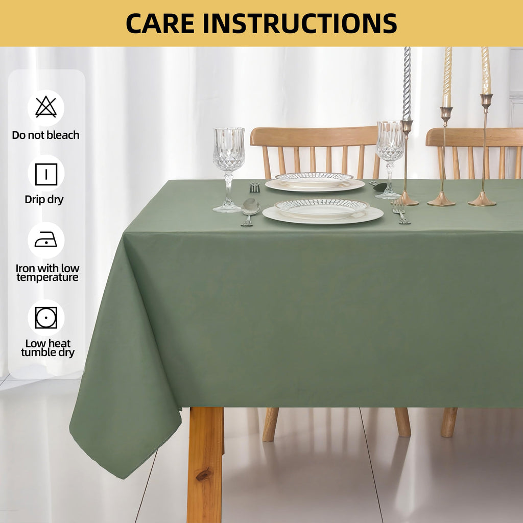 6-Pack 60x144 inch Sage Green Table Cloths, Solid Stain and Wrinkle Resistant Oblong Tablecloth, Premium Plain Weave