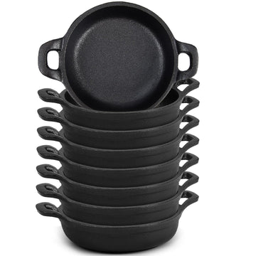 8 Pack Mini Cast Iron Skillets 5 x 5 x 1.3 Inch Pan Ramekin Set