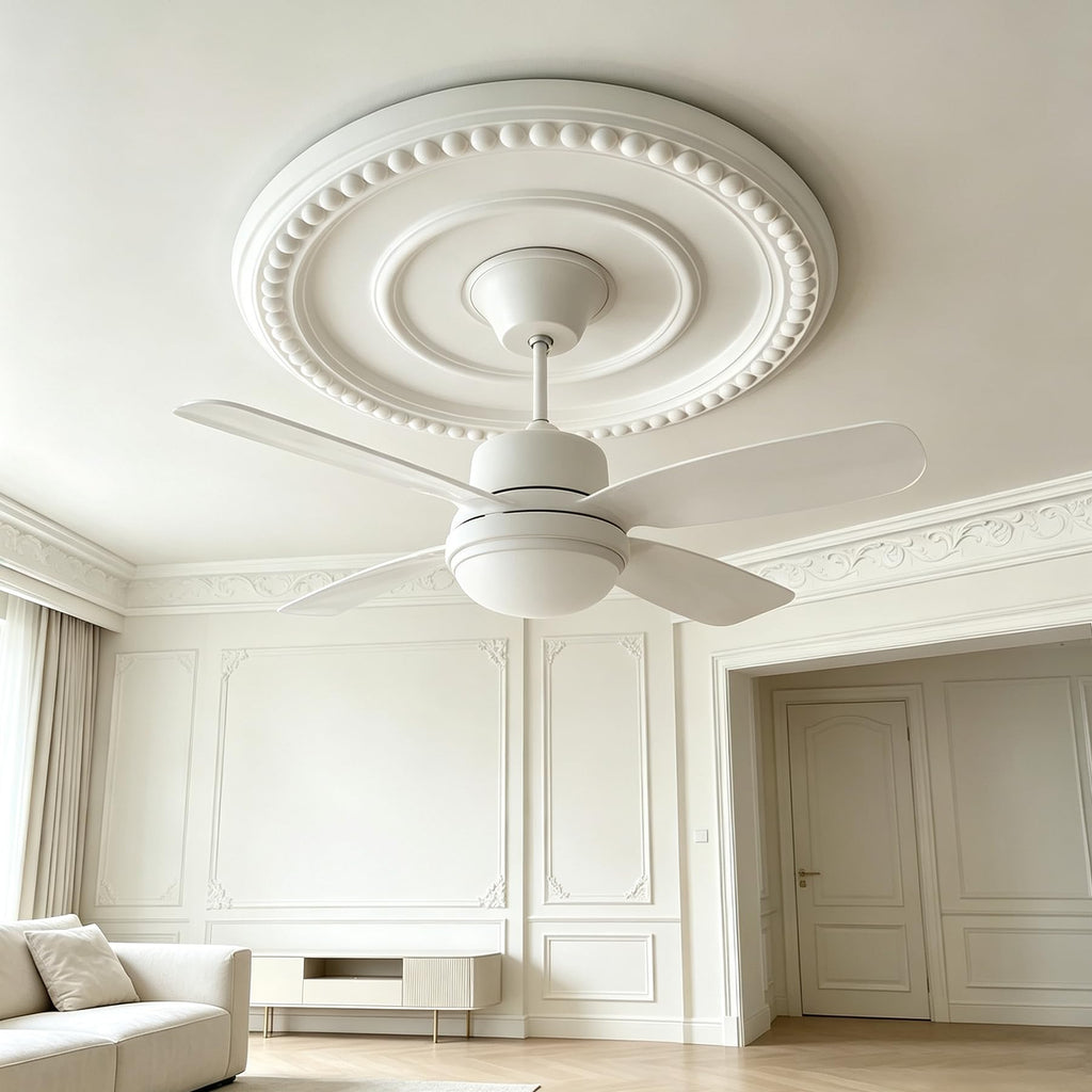 12-1/2" OD x 3-15/16" ID x 1-3/8"P Beaded Round Ceiling Medallion,Primed PU Foam Ceiling Trim for Chandeliers