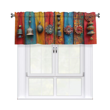 Bohemian Curtain Valance 54x18 Inches Window Treatment Rod Pocket Valance Bathroom Bedroom