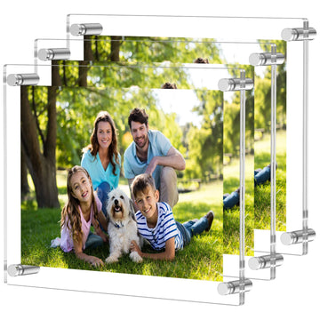 8x10 Clear Acrylic Picture Frame Floating Wall Mount 3 Pack