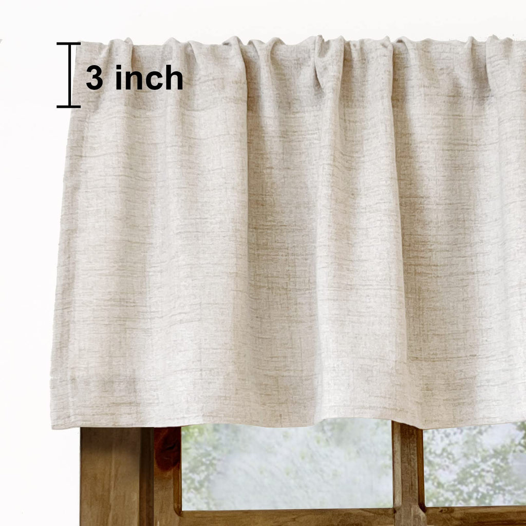 Farmhouse Faux Linen Valance for Windows, 54x15 inch, Natural