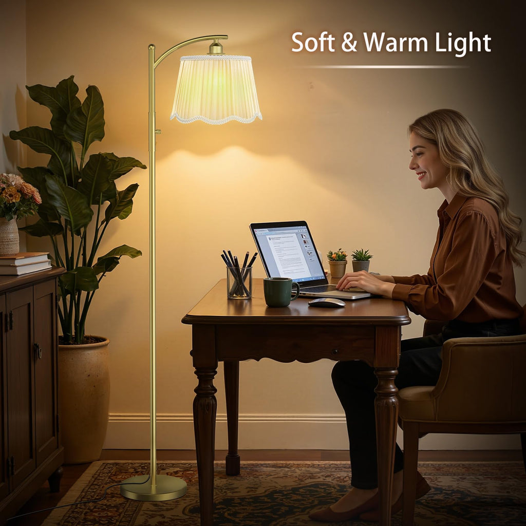 Thickened Gauze Shade Dimmable Arc Floor Lamps