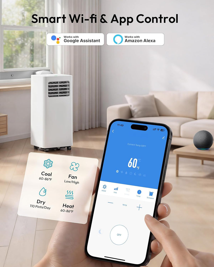Portable Air Conditioners 12,000 BTU, 5-in-1 Portable AC Unit Up to 550 Sq.Ft.with Cool, Heat, Fan, Dehumidifier