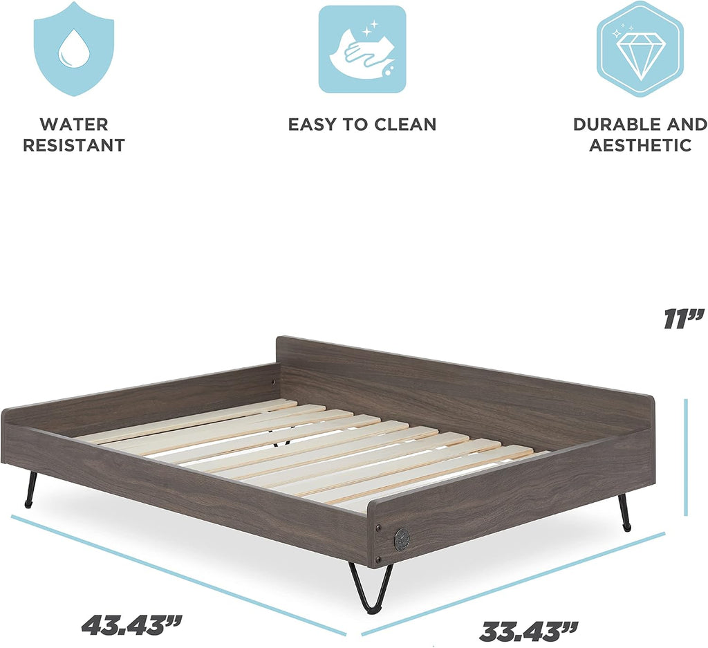 Chase Wooden Dog Bed with Calming Mattress, Elevated Pet Ded, Large