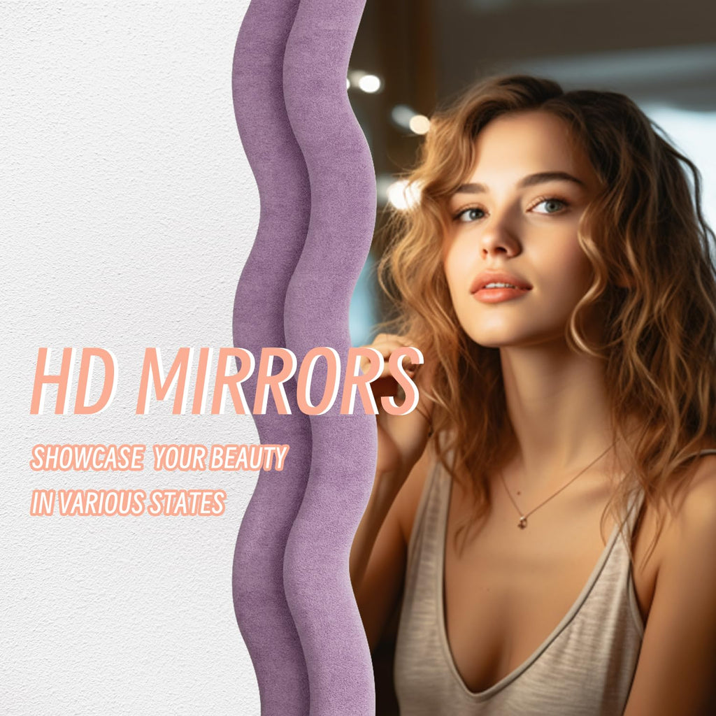 Full Length Mirror, 63" × 24" Purple Wavy Velvet Mirrors