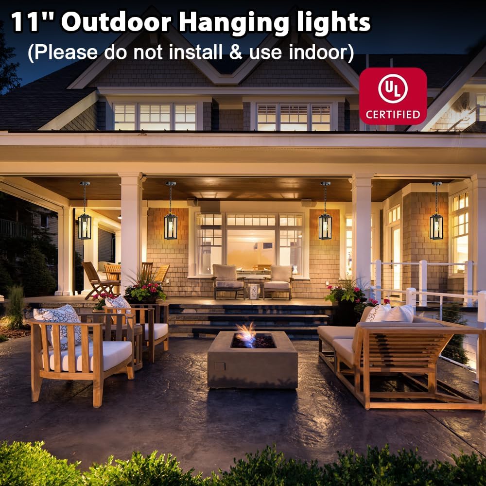 Outdoor Pendant Light, 11" Porch lights Outdoor Chandelier Hanging Ceiling Lights