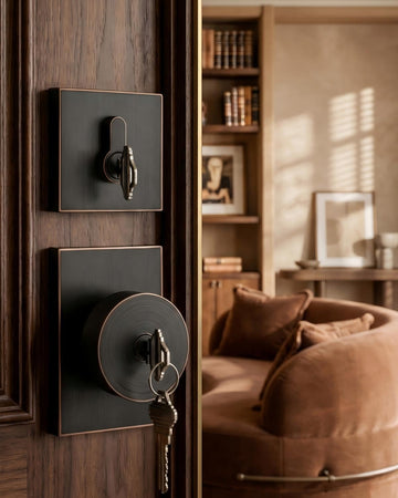 Keyed Alike Oil Rubbed Bronze Exterior Door Knob with Deadbolt 1Pack
