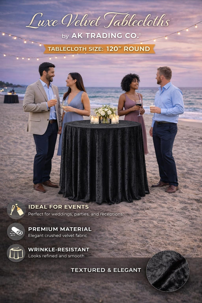 Lush Panne Velvet Round Tablecloth - 120 Inch Elegant Velvet Table Cover for Weddings, Banquets, Holiday Dinners &