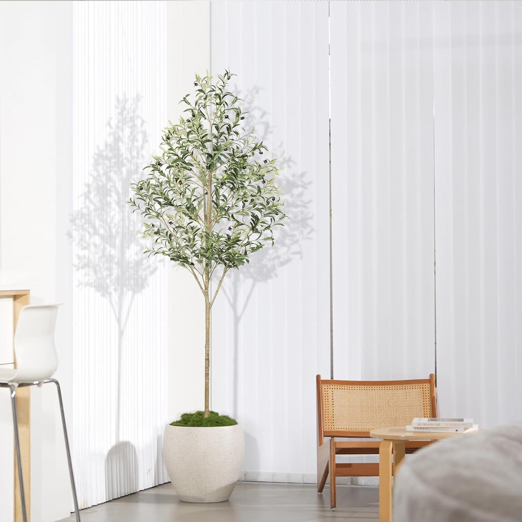 7FT Olive Trees Artificial Indoor - Faux Tree 7 Feet Decor