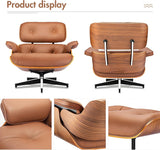 Modern Chaise Lounge Chair and Ottoman — Leather