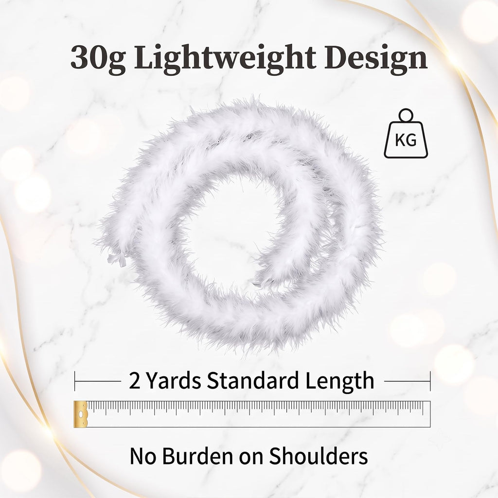 30g Fluffy Marabou Feather Boa for DIY Craft Sewing Trim Home Wedding Party Decoration-White - 2 Yards