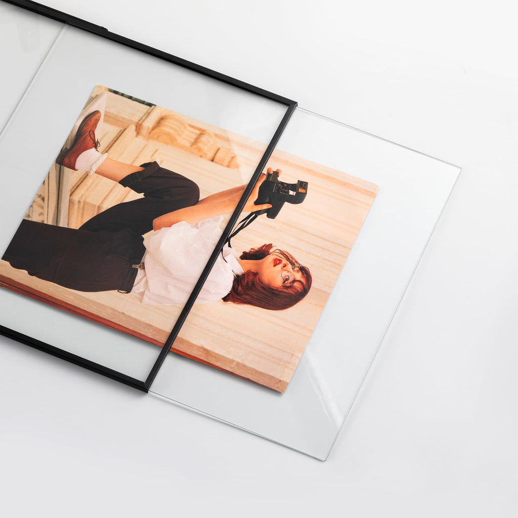 11x14 Floating Picture Frame, Real Glass Cover, Black, 1-Pack
