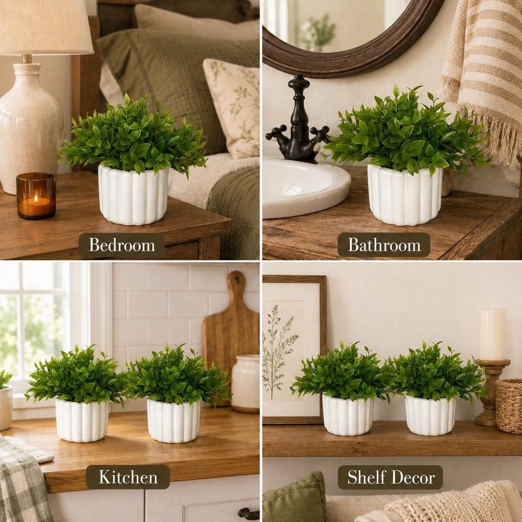 Artificial Eucalyptus Plant, 9" Faux Greenery in Ceramic Pot