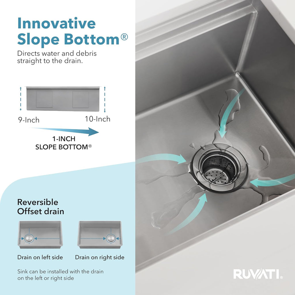 32-in Reversible Offset-Drain Undermount Kitchen Sink - RVH7490
