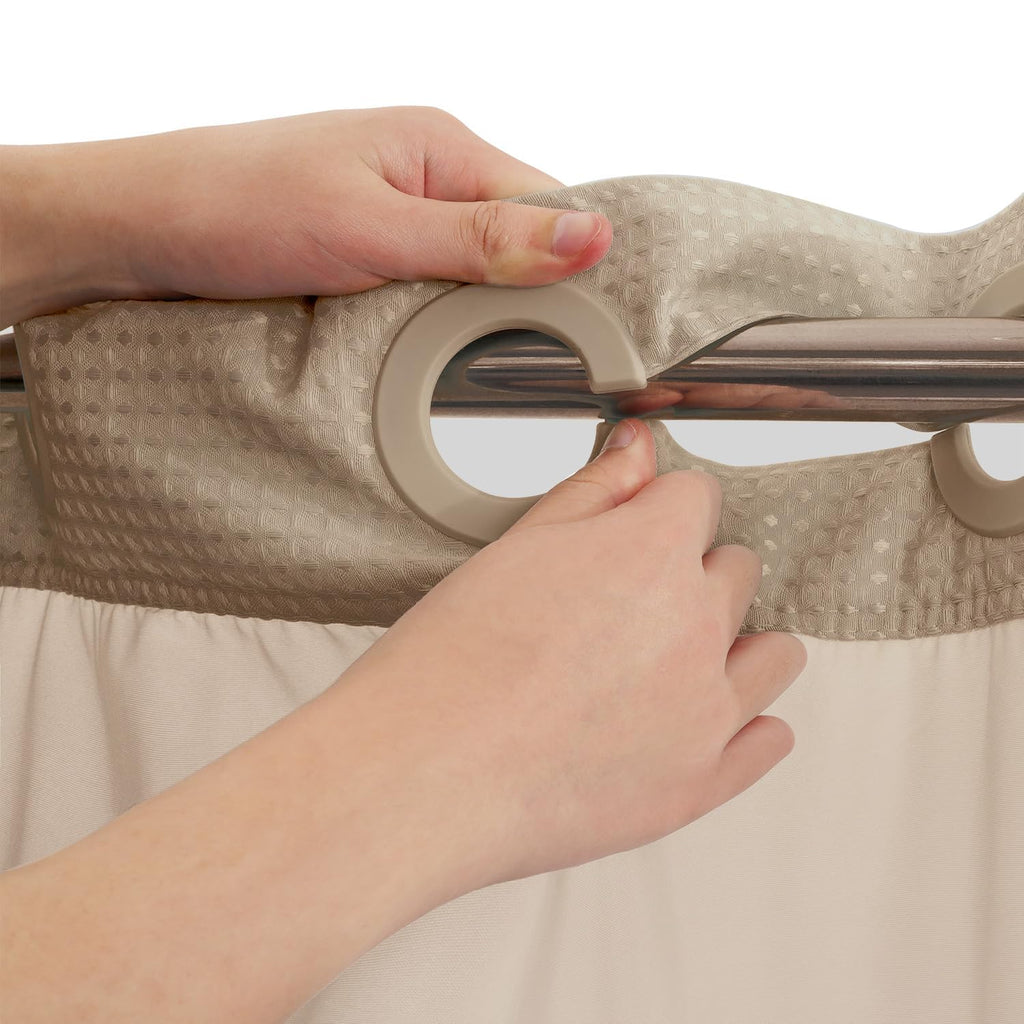 RiverDream Heavyweight Waffle No Hook with Liner, Linen, 71x74