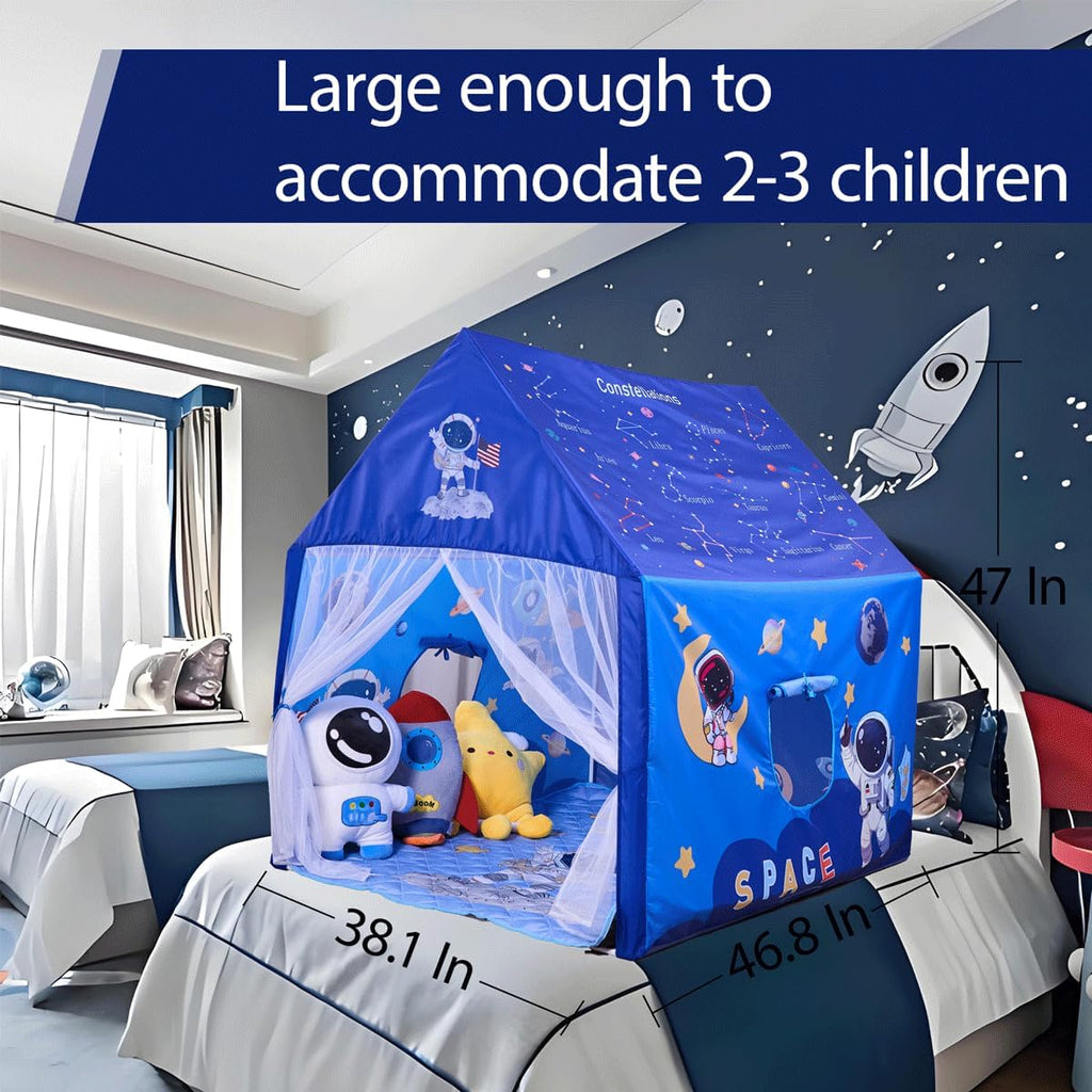 Space Rocket Ship Kids Tent with Mat for Boys & Girls Aged 3+ Toddler for Indoor Outdoor Playhouse Tent Set Sizes