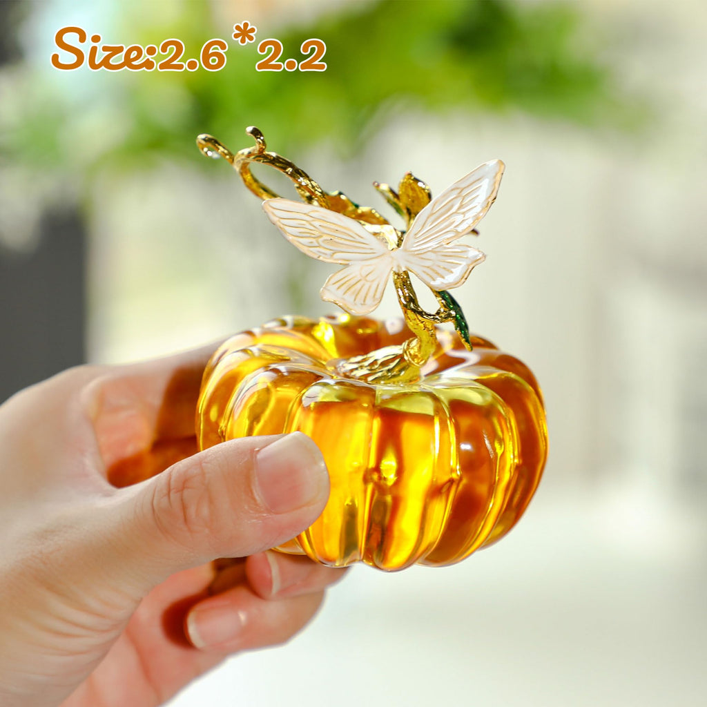 2.5inch Glass Pumpkins For Decorating Figurines Collectibles, Gold