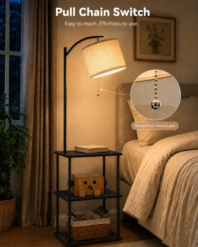 Floor Lamp with Table, Side Table, 3 CCT 9W LED Bulb