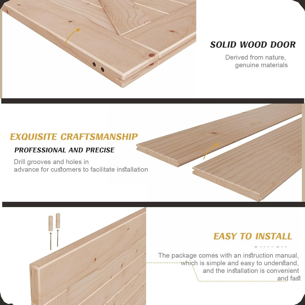36 x 84 Inch (Double 18x84 Inch Doors) Barn Doors with 6.6FT Barn Door Hardware Kit and Handle Inclu