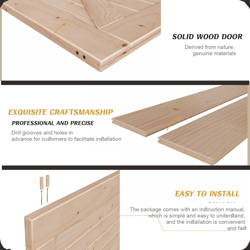40x96 Wood Sliding Barn Door with Hardware, K Shape