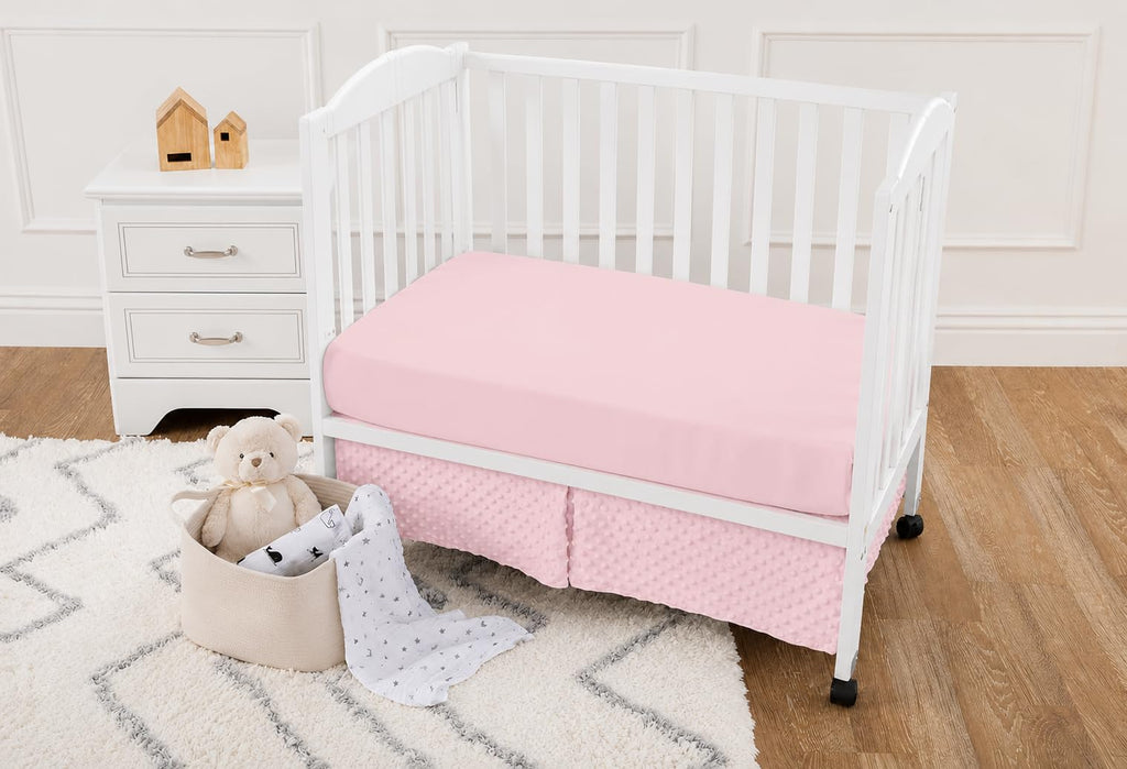 Heavenly Soft Minky Dot 3-Piece Mini/Portable Crib Bedding Set, Pink, for Girls