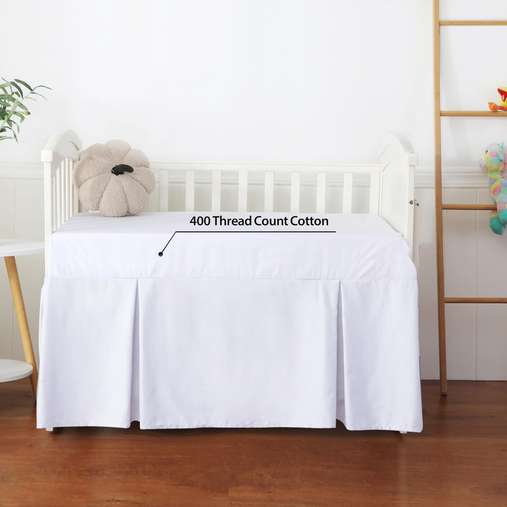 Crib Skirt Dust Ruffle, 100% Egyptian Cotton 400 Thread Count Soft Breathable Crib Bedding Skirt for Baby, Boys and