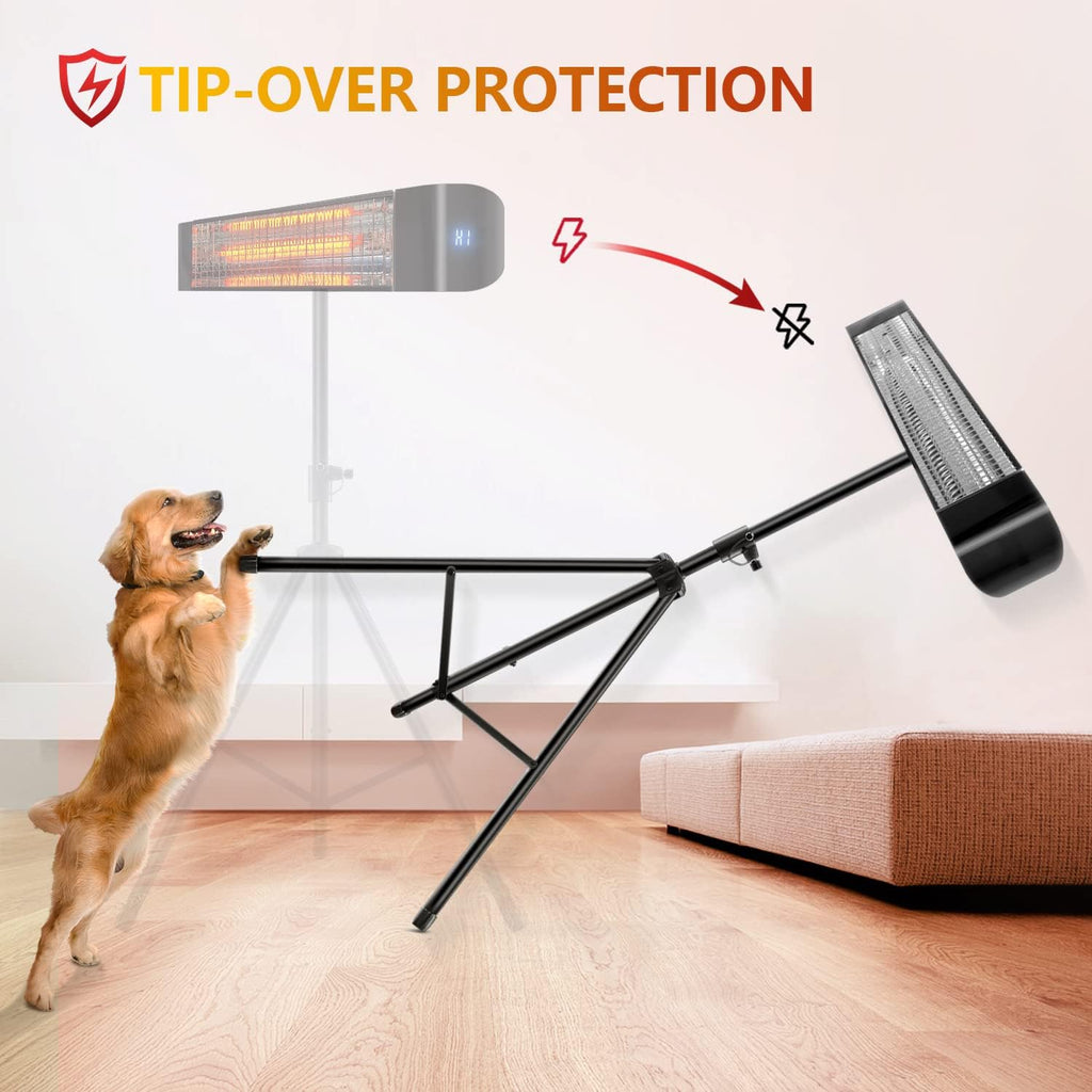 Outdoor Electric Infrared Patio Heater, 1500W | Wall/Portable Tripod Mount, Outdoor/Indoor, Waterproof, Remote