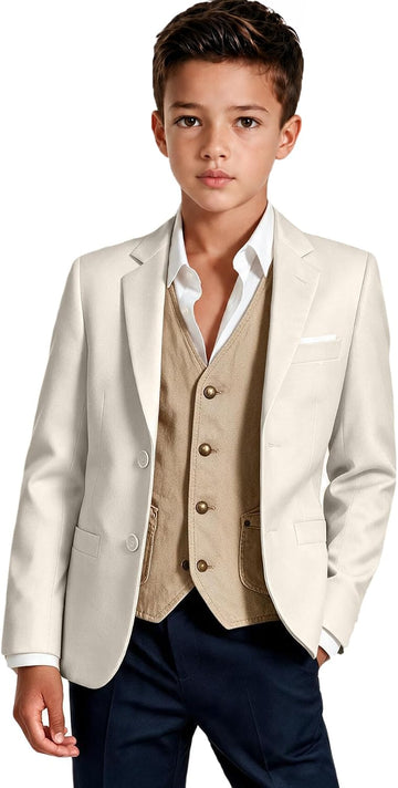 Boys Blazer 2 Buttons Kids Casual Sport Coat for Formal Prom Graduation