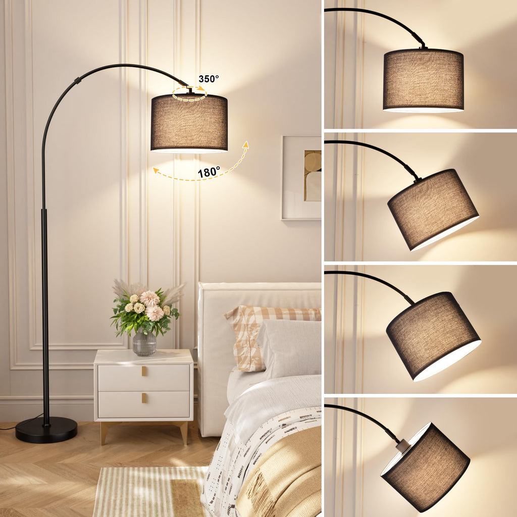 Dimmable Arc Floor Lamp with Remote, Color Temperatures Adjustable