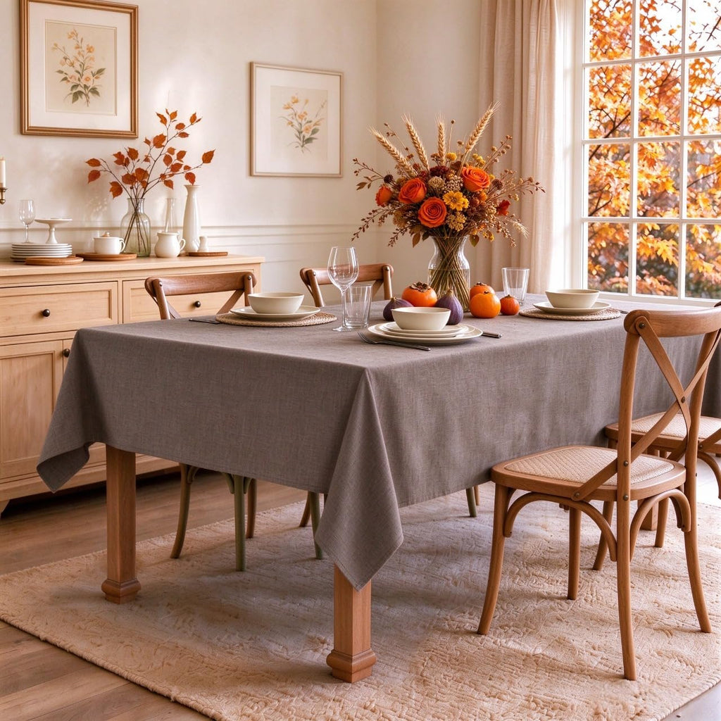 Table Cloth Rectangle Linen Waterproof Textured Coffee Tablecloth, Washable Wrinkle Free Spill Proof Fabric