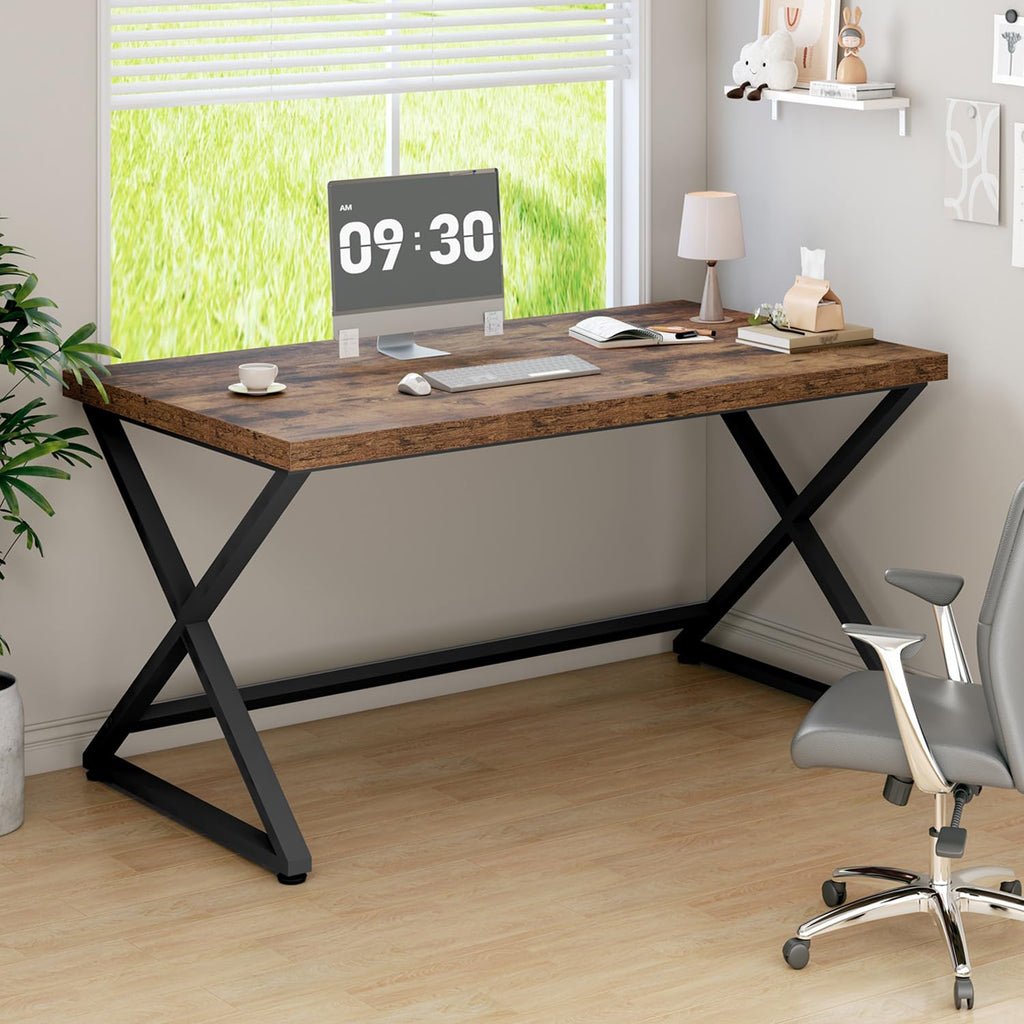47" Computer Desk, Home Office Work Writing Study Desk, Rustic Brown