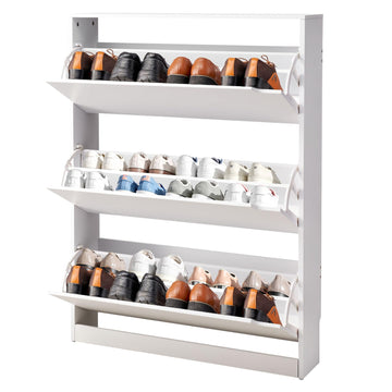 Shoe Cabinet with 3 Flip Drawers, Modern Shoes Storage Cabinet with Anti-Tipping Device, Freestanding Shoe Rack