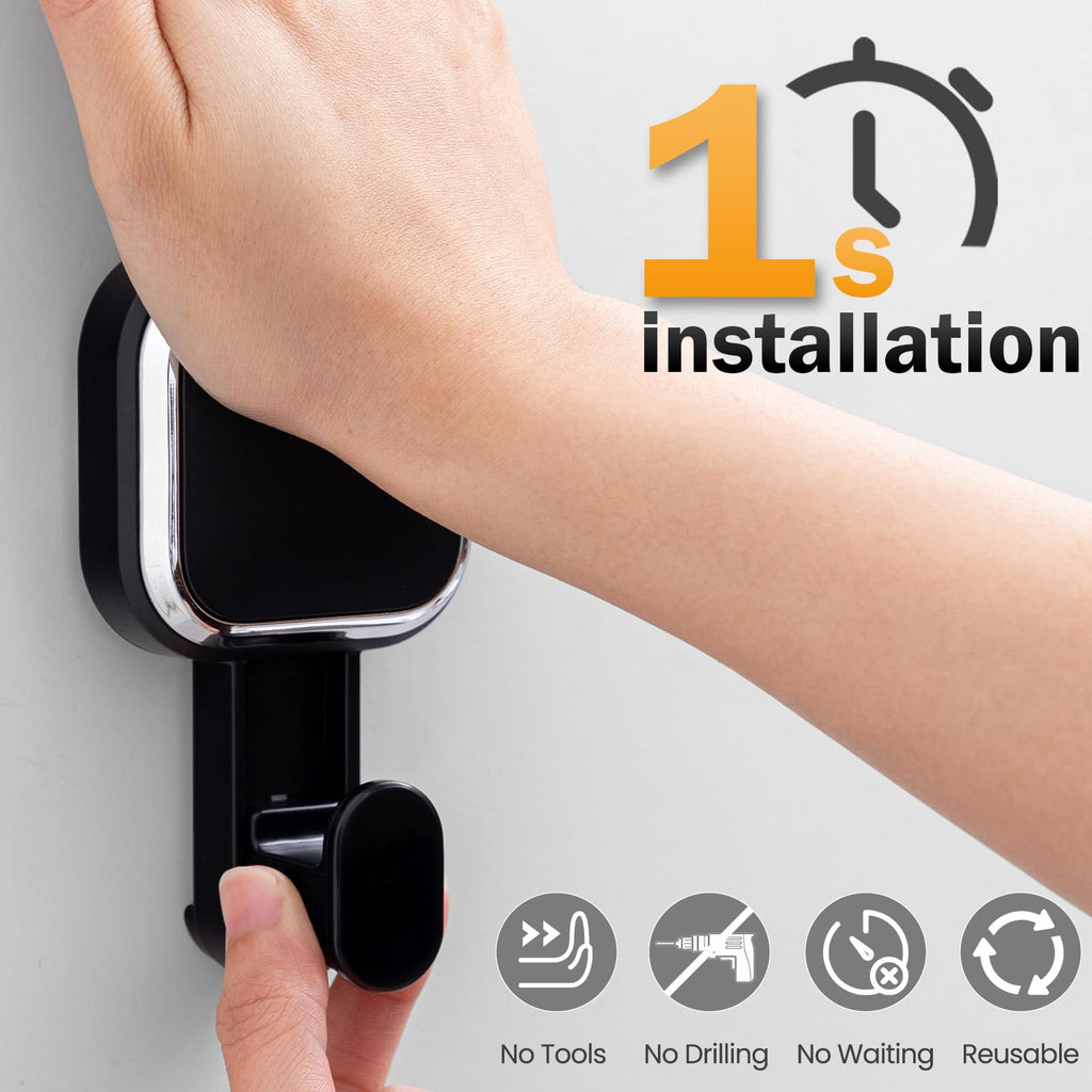 4 Pack Suction Cup Hook for Inside Shower, Towels & Looafhs, Black