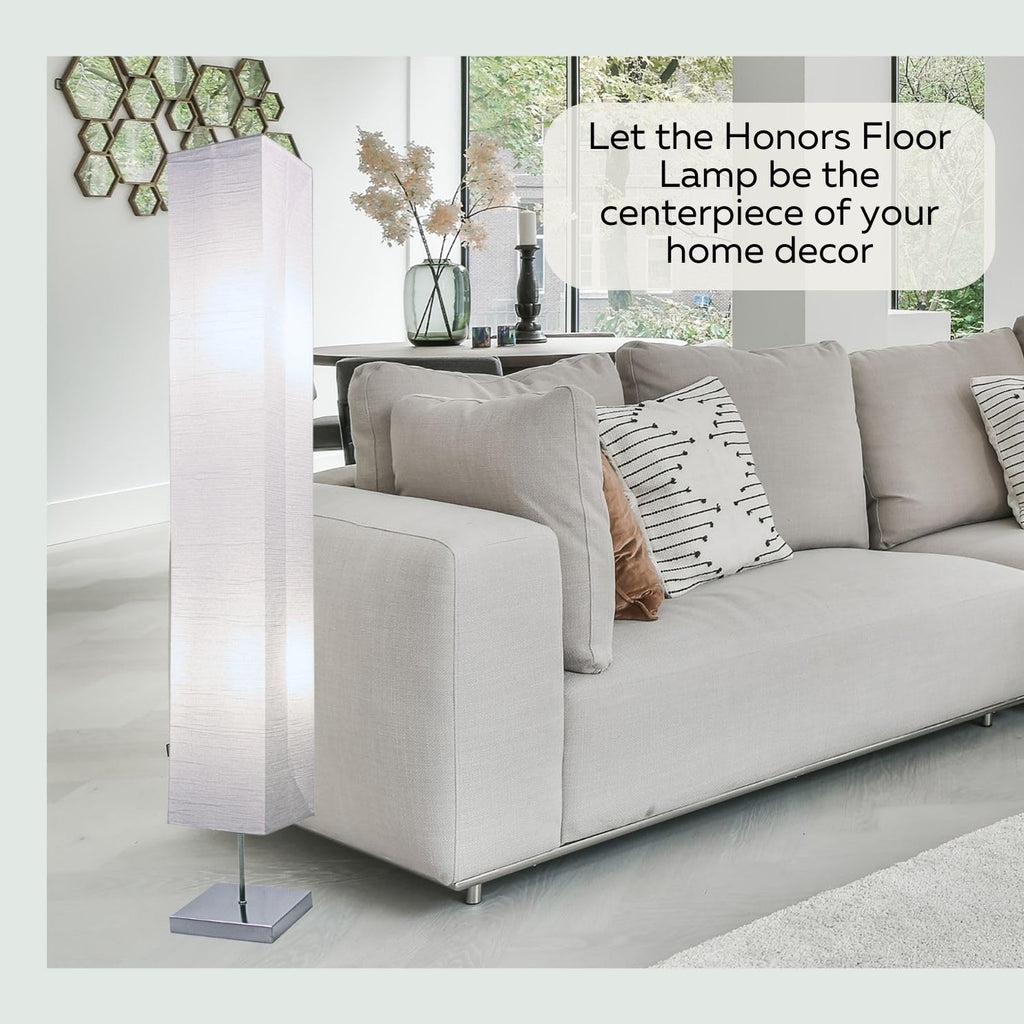 Rice Paper Floor Lamp Set of 2-59" Tall Japanese Paper Lantern Floor Lamps with Chrome Base and Foot Switch, 10" Shade