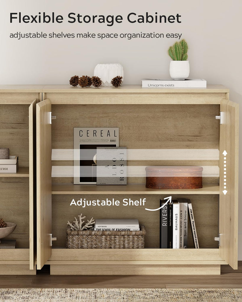 Buffet Storage Cabinet, Accent Sideboard Cabinet with Adjustable Shelves and Handless Design, Credenza Console Table