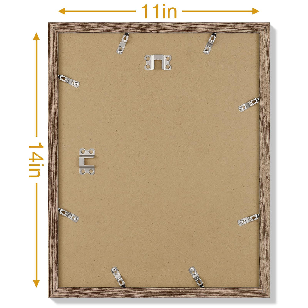 11x14 Picture Frames Set of 9 for Wall Mounting, Dark Oak