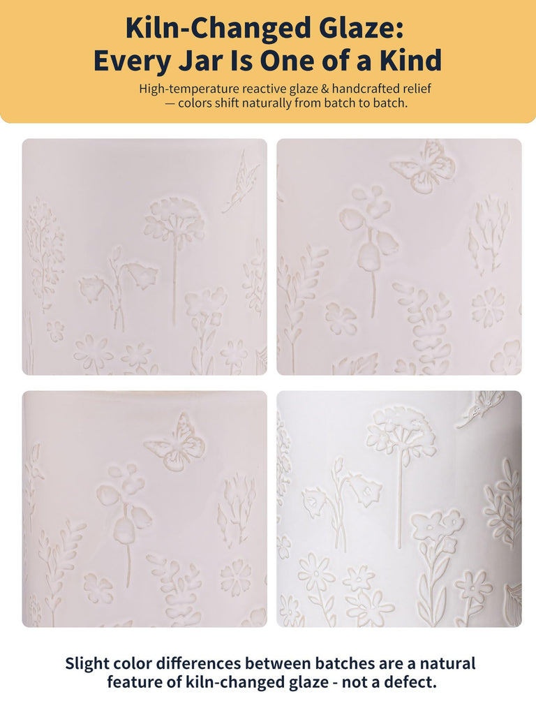 Embossed Ceramic Canister with Airtight Lid, 23oz Decorative Storage Jar for Coffee, Tea, Sugar, Flour & Cookies