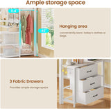 Stairway Twin Loft Bed with L Shaped Desk and Wardrobe, Metal Loft Bed Frame with Stairs, 3 Fabric Drawers