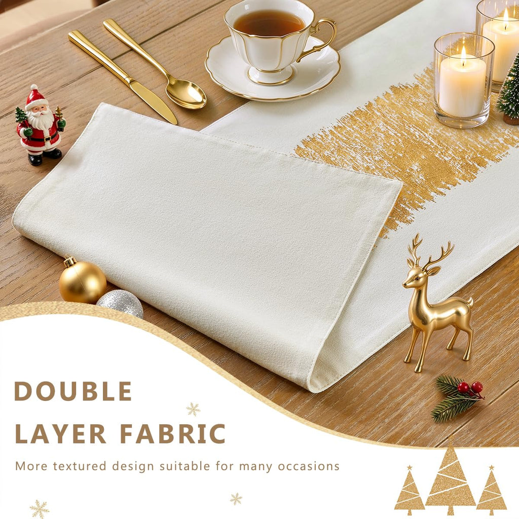 Metallic Gold Christmas Table Runner, Table Runners 72 Inches Long