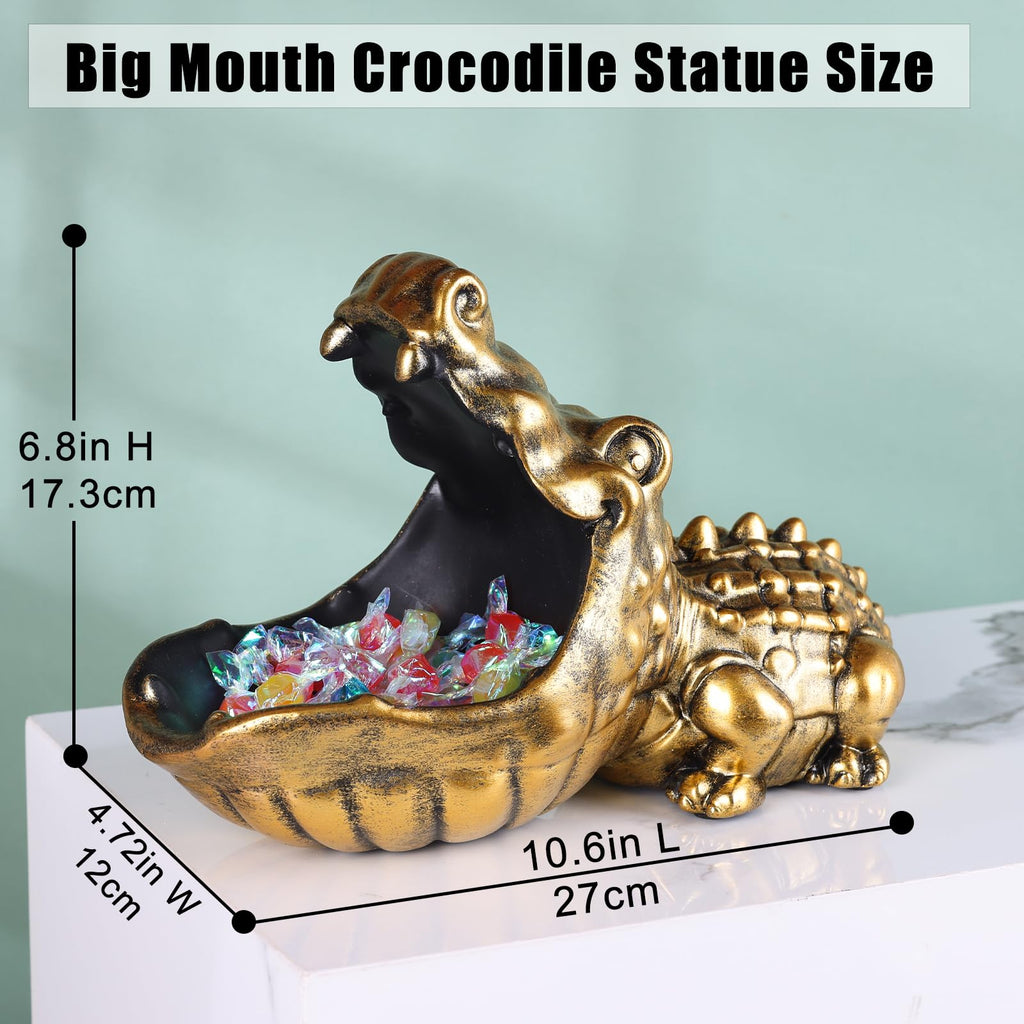 Alligator Statue Key Bowl, Fun Animal Statue Candy Dish Decorative Bowl, Office Candy Dish, Big Mouth Sculpture Home