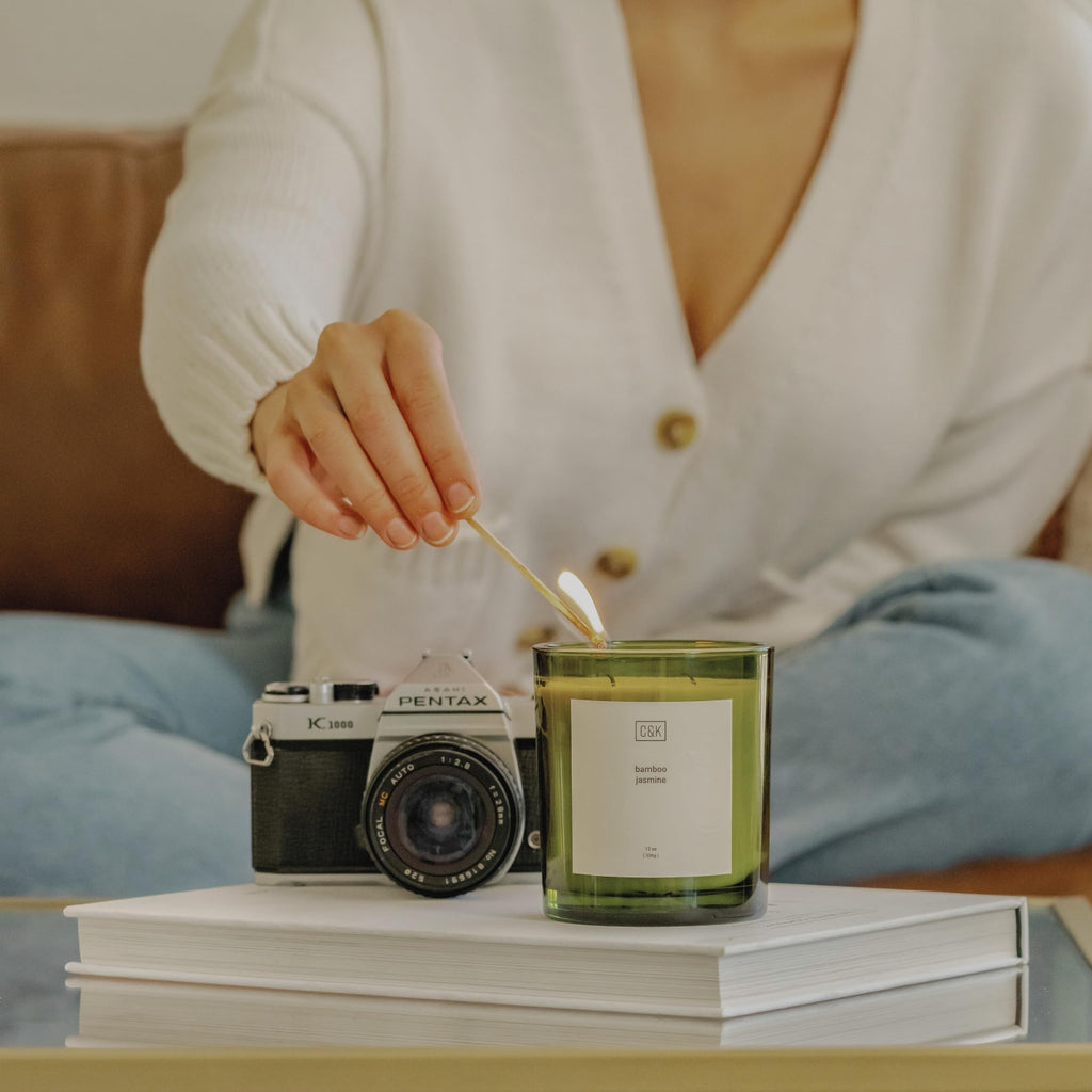 12oz Amber Moss Candle | Premium Green Winter Scented Candles for Men | Made with Natural Soy | Holiday Candles Gifts