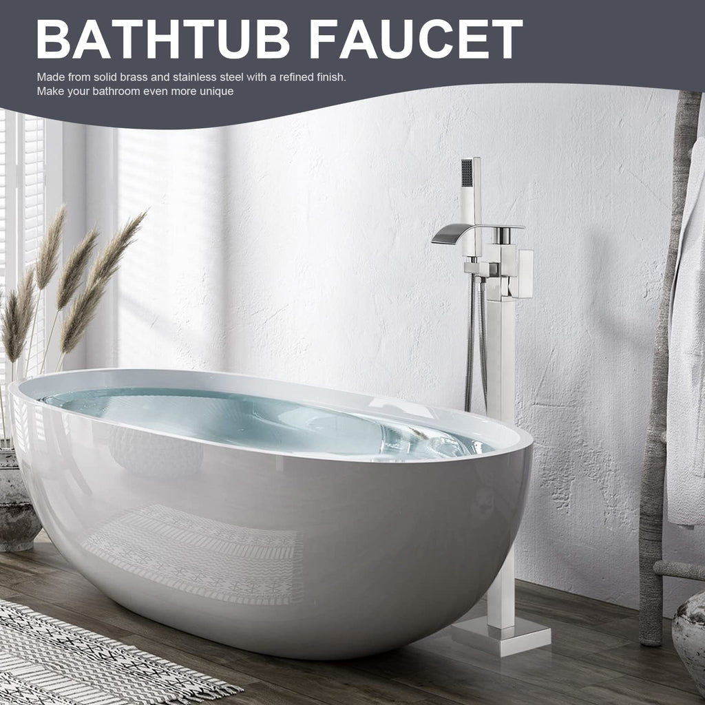 Bathroom Tub Filler Faucet Floor Mounted Bathtub Shower Faucet Waterfall Spout Free Standing Tub Mixer Tap with
