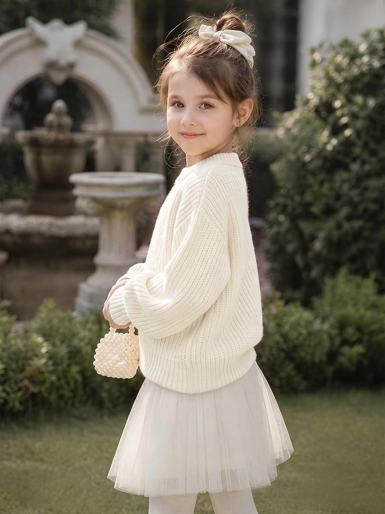 Toddler Baby Girl Cable Knit Sweater Crewneck Pullover Tops