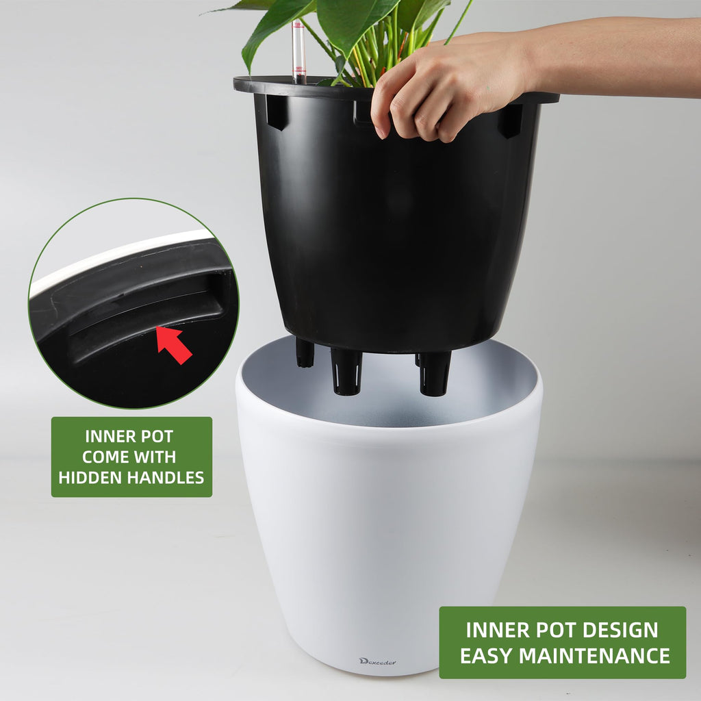 15x14 Self Watering Planter with Wheels (White Matte)