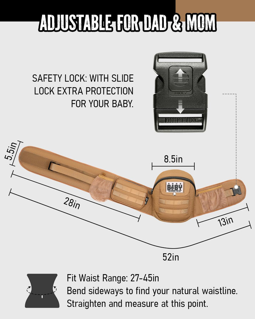 Baby Hip Carrier for Infant & Toddler (Up to 45 lbs), Coyote Brown