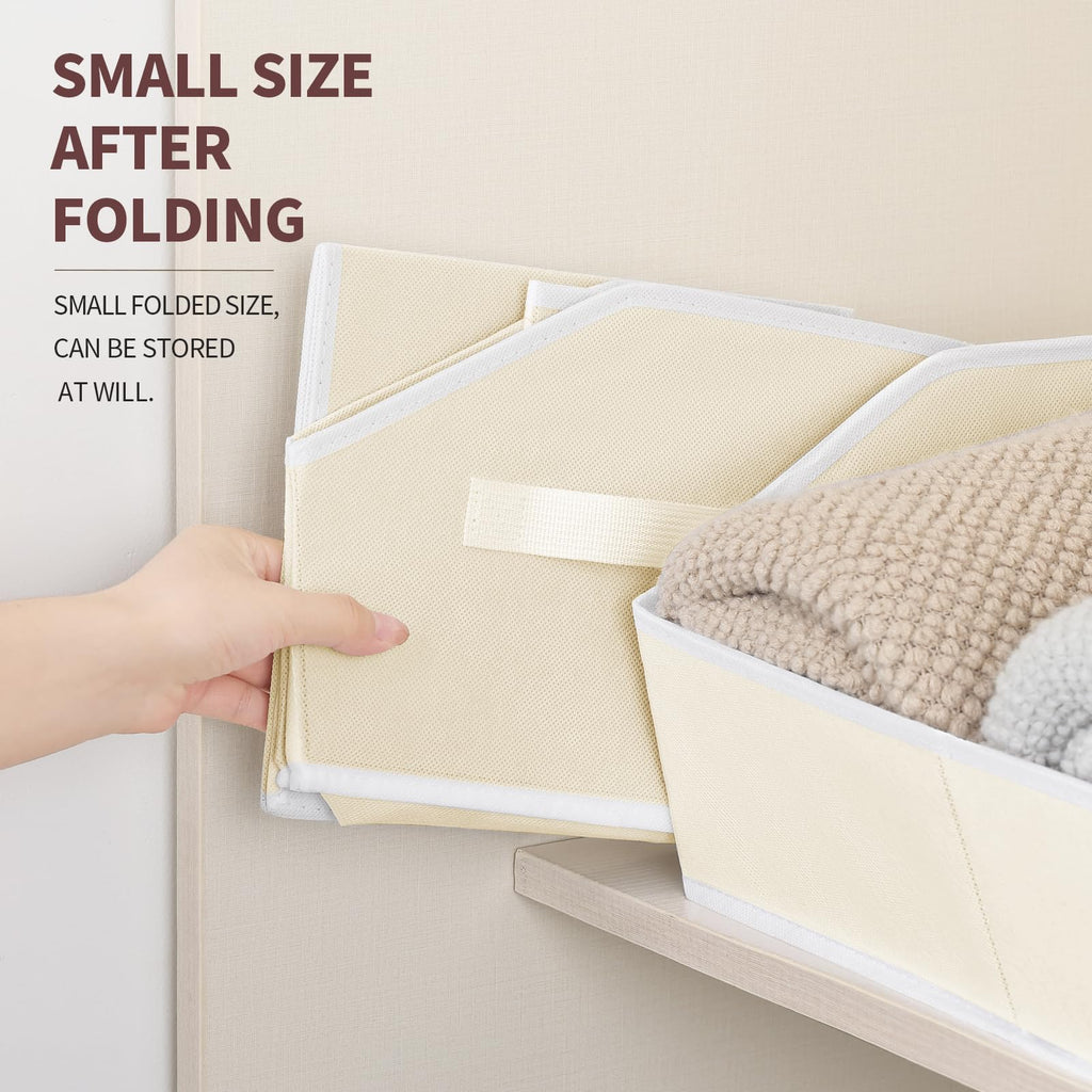 Storage Bins for Shelves - Small Trapezoid Closet Shelf Organizer, Fabric Organization Bins with Handles, Storage